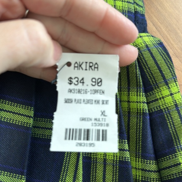 Akira green/blue pleated skirt - Picture 3 of 5